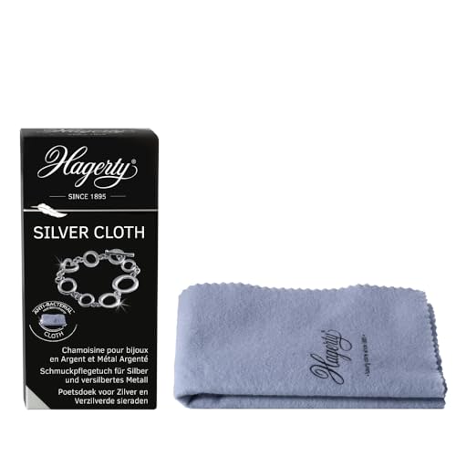 Hagerty Silver Cloth Schmuck Reinigungstuch 36x30cm I imprägniertes Tuch aus Baumwolle I effektives Silberputztuch mit Anlaufschutz zur Reinigung von Silberschmuck und Versilbertem
